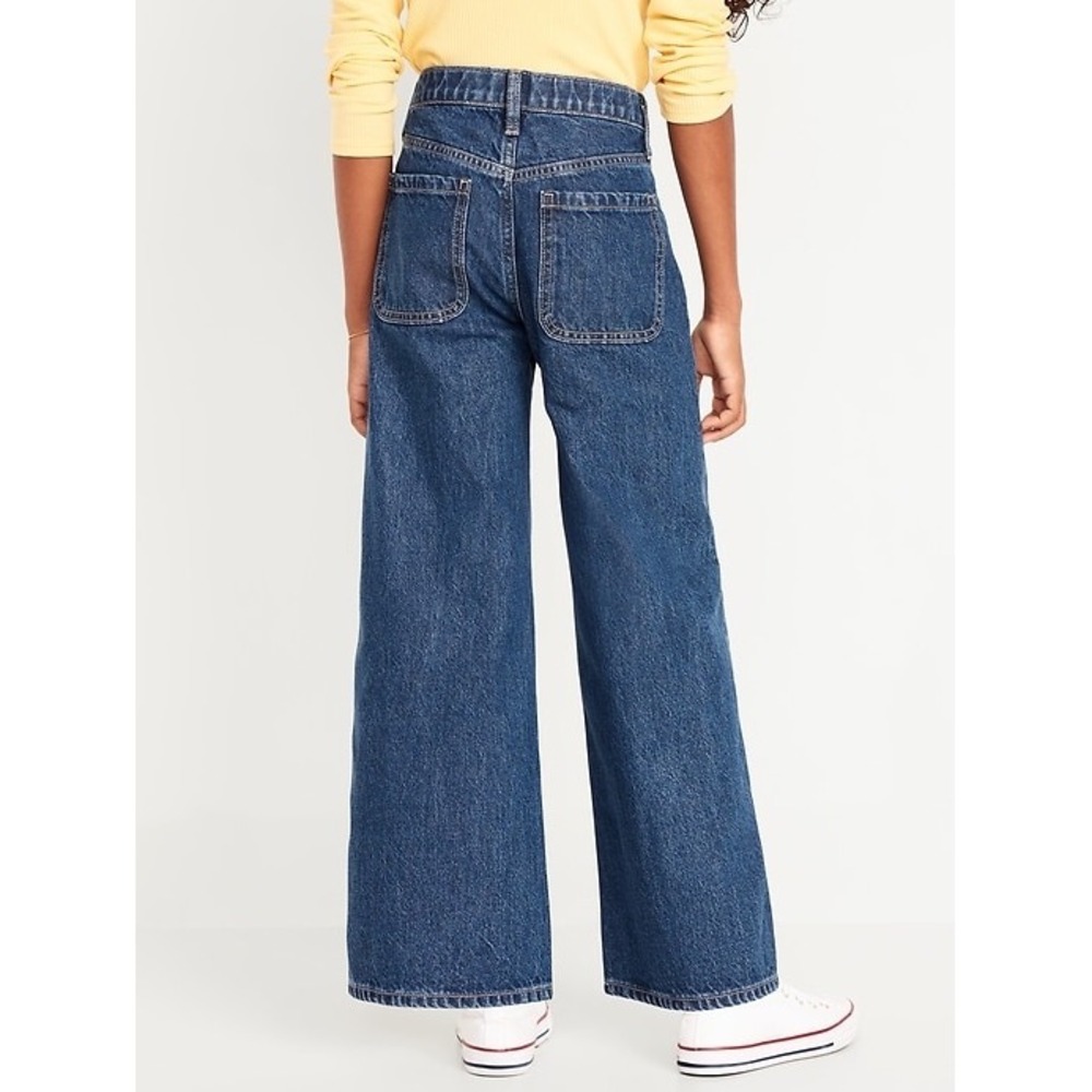 Old Navy Girls High-Waisted Super Baggy Button-Fly Wide-Leg Utility Jeans Sz 14 - Picture 3 of 12